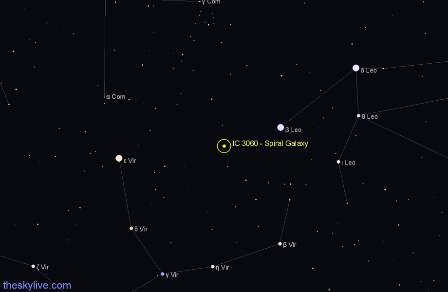 Finder chart IC 3060 - Spiral Galaxy in Virgo star