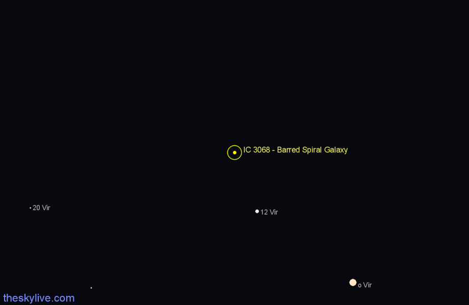 Finder chart IC 3068 - Barred Spiral Galaxy in Virgo star