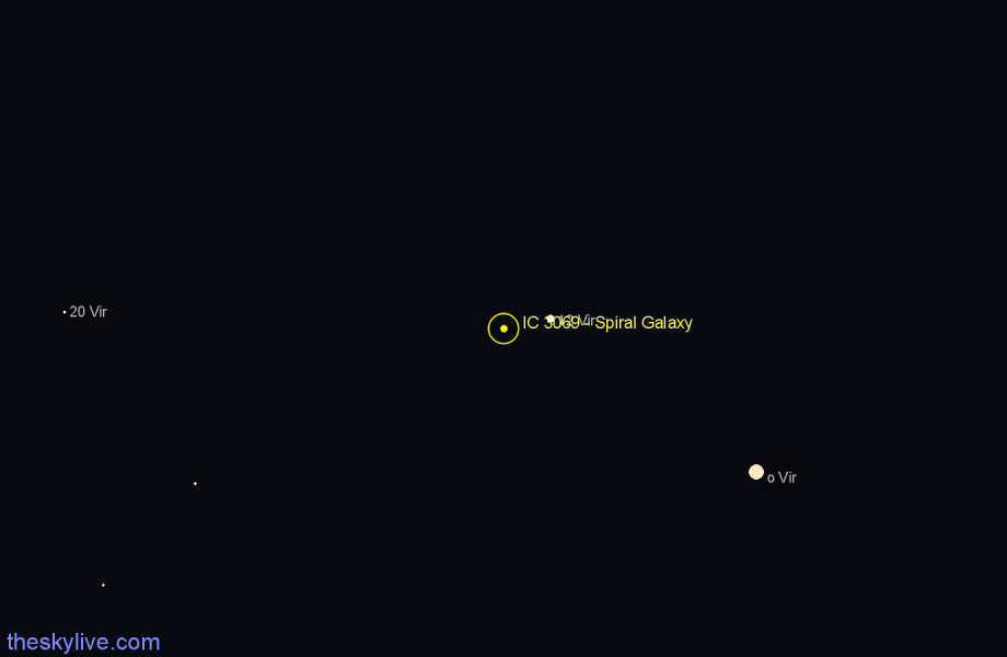 Finder chart IC 3069 - Spiral Galaxy in Virgo star