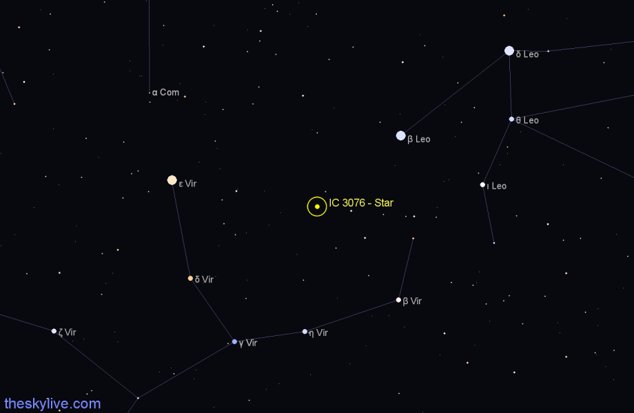 Finder chart IC 3076 - Star in Virgo star