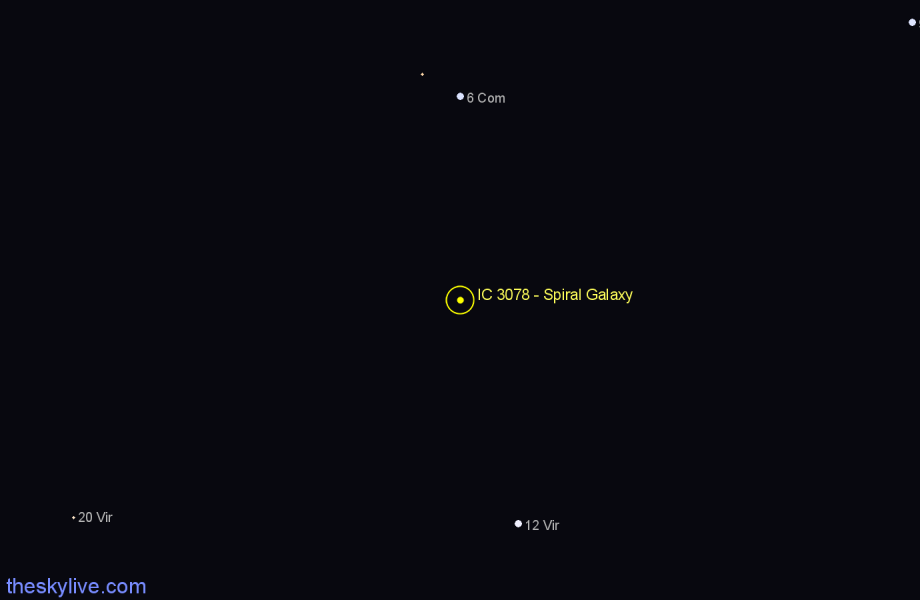 Finder chart IC 3078 - Spiral Galaxy in Virgo star