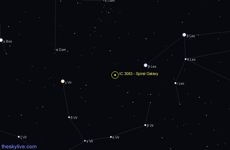 Finder chart IC 3083 - Spiral Galaxy in Virgo star