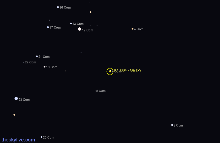 Finder chart IC 3084 - Galaxy in Coma Berenices star
