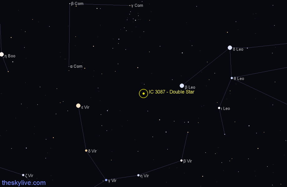 Finder chart IC 3087 - Double Star in Virgo star