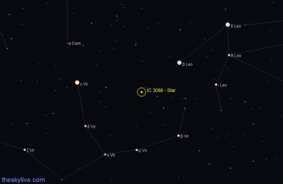Finder chart IC 3088 - Star in Virgo star