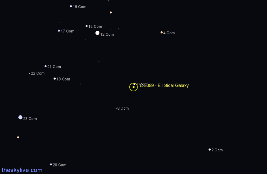 Finder chart IC 3089 - Elliptical Galaxy in Coma Berenices star