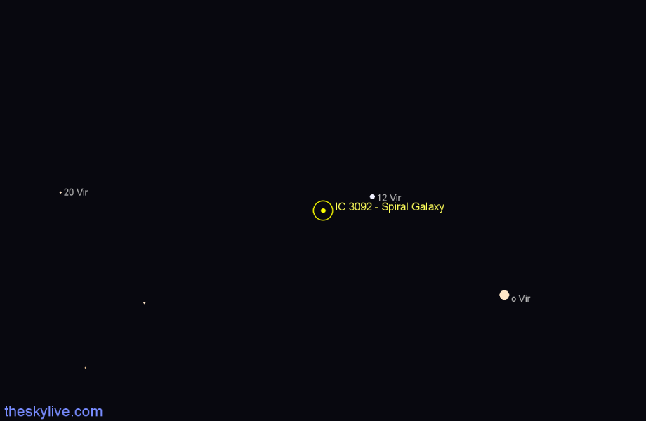Finder chart IC 3092 - Spiral Galaxy in Virgo star