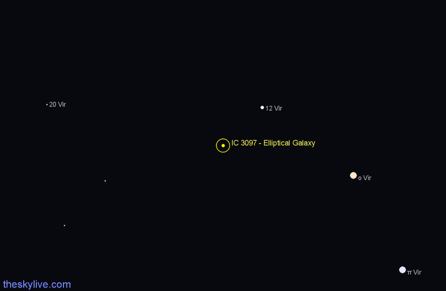 Finder chart IC 3097 - Elliptical Galaxy in Virgo star