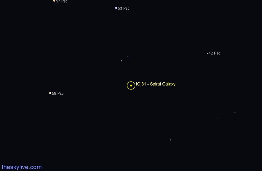 Finder chart IC 31 - Spiral Galaxy in Pisces star