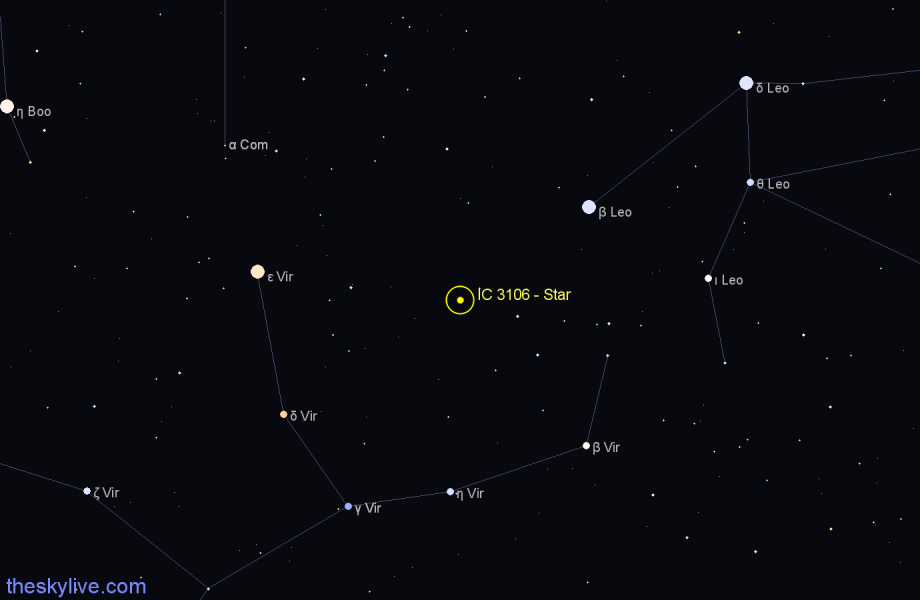 Finder chart IC 3106 - Star in Virgo star