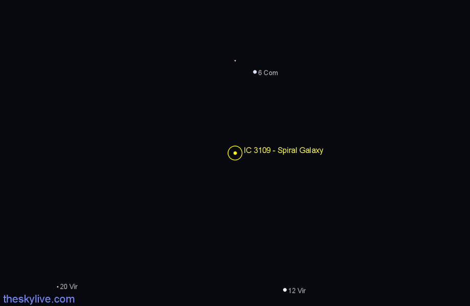 Finder chart IC 3109 - Spiral Galaxy in Virgo star