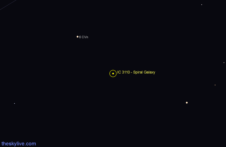 Finder chart IC 3110 - Spiral Galaxy in Canes Venatici star