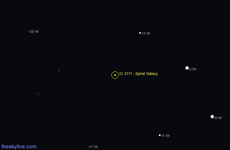 Finder chart IC 3111 - Spiral Galaxy in Virgo star