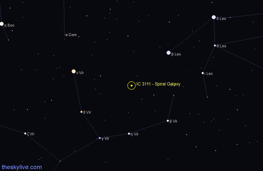 Finder chart IC 3111 - Spiral Galaxy in Virgo star