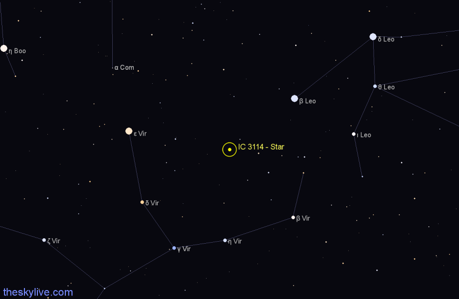 Finder chart IC 3114 - Star in Virgo star