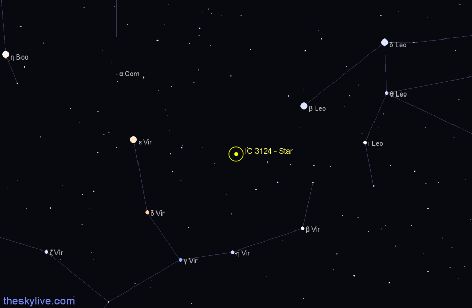 Finder chart IC 3124 - Star in Virgo star