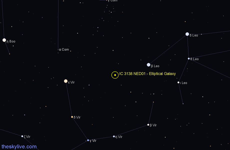 Finder chart IC 3138 NED01 - Elliptical Galaxy in Virgo star