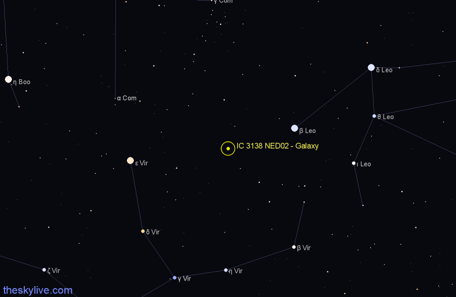 Finder chart IC 3138 NED02 - Galaxy in Virgo star