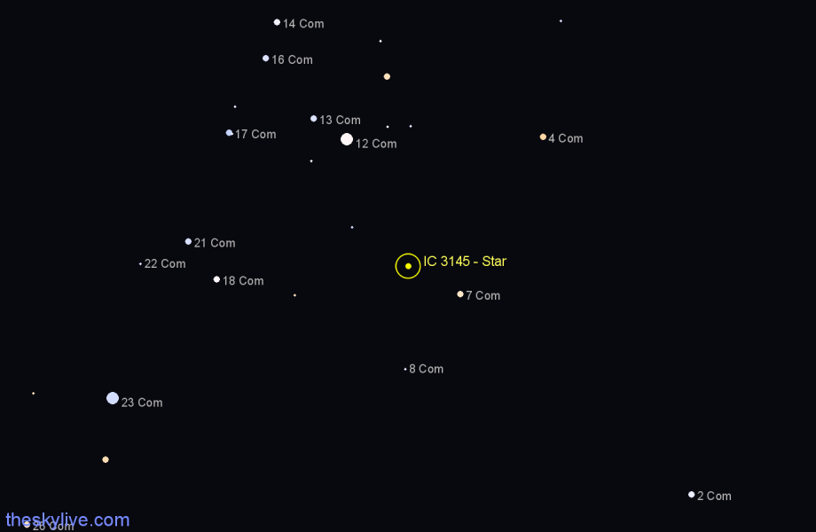 Finder chart IC 3145 - Star in Coma Berenices star