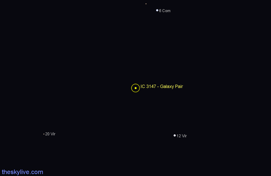 Finder chart IC 3147 - Galaxy Pair in Virgo star