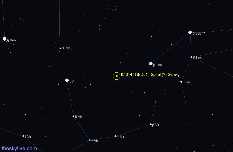 Finder chart IC 3147 NED01 - Spiral (?) Galaxy in Virgo star