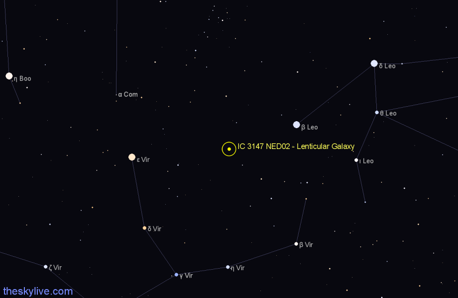 Finder chart IC 3147 NED02 - Lenticular Galaxy in Virgo star