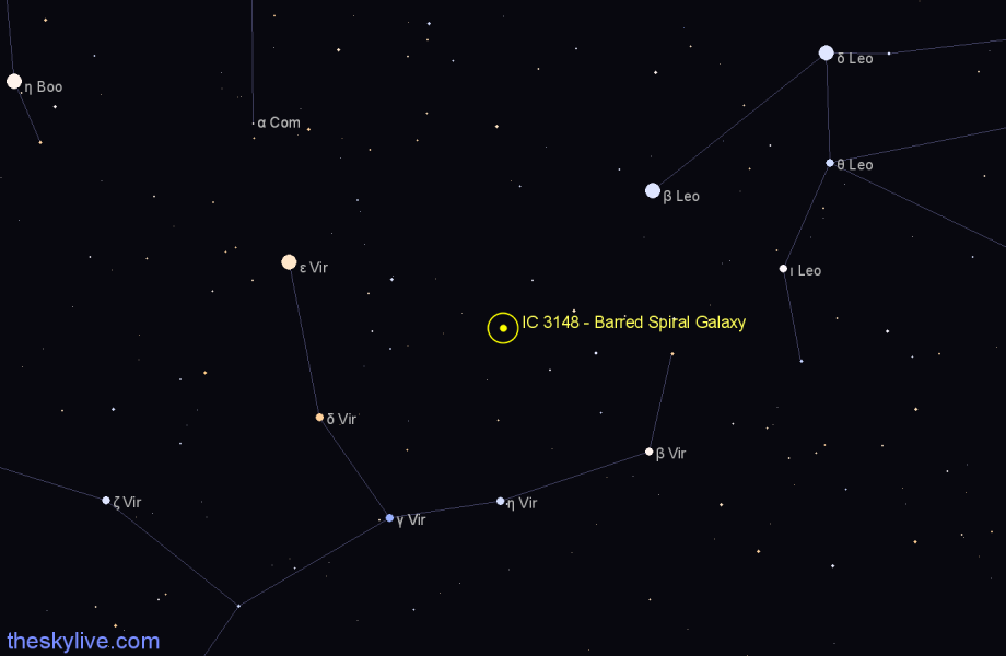 Finder chart IC 3148 - Barred Spiral Galaxy in Virgo star