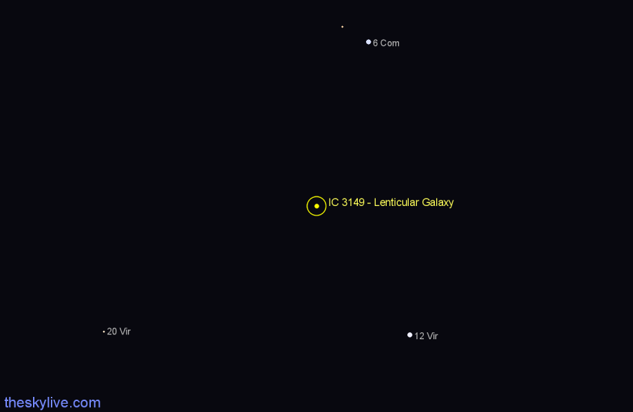 Finder chart IC 3149 - Lenticular Galaxy in Virgo star