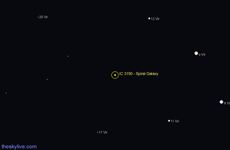 Finder chart IC 3150 - Spiral Galaxy in Virgo star