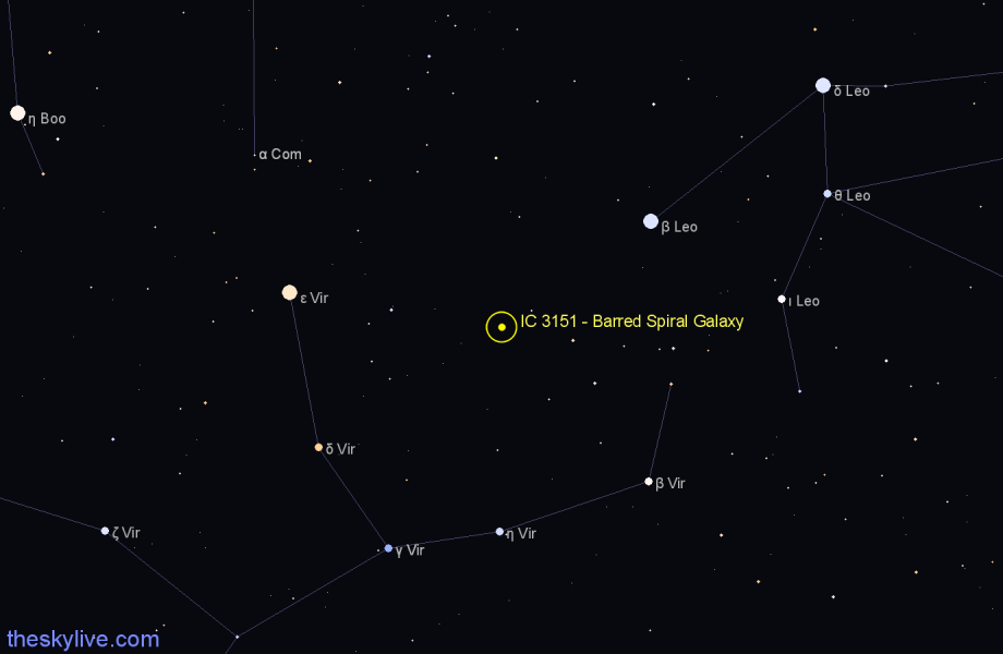 Finder chart IC 3151 - Barred Spiral Galaxy in Virgo star