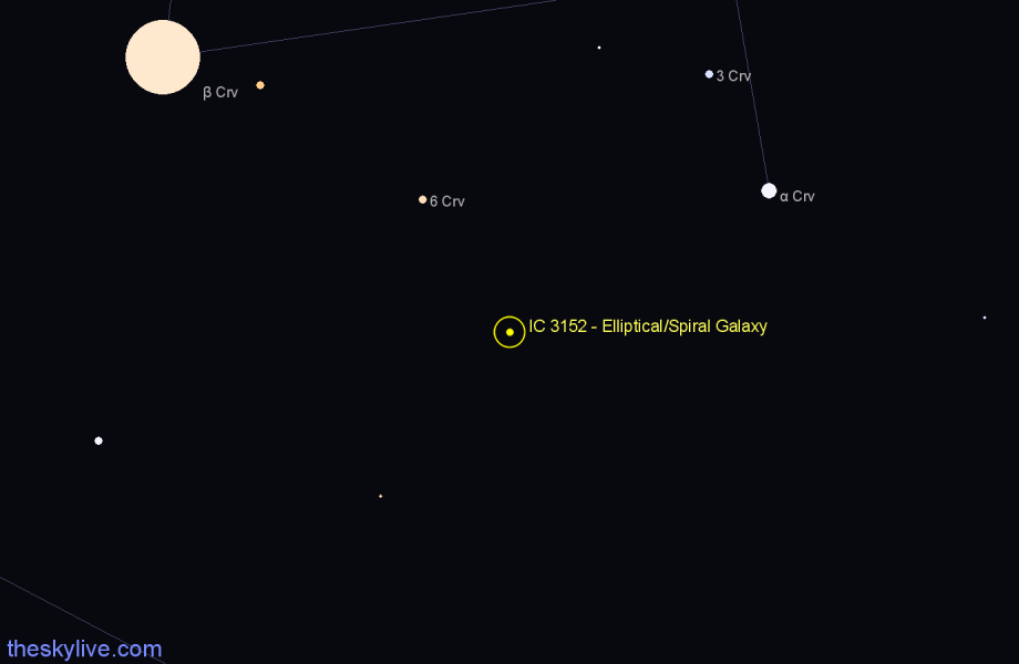 Finder chart IC 3152 - Elliptical/Spiral Galaxy in Hydra star