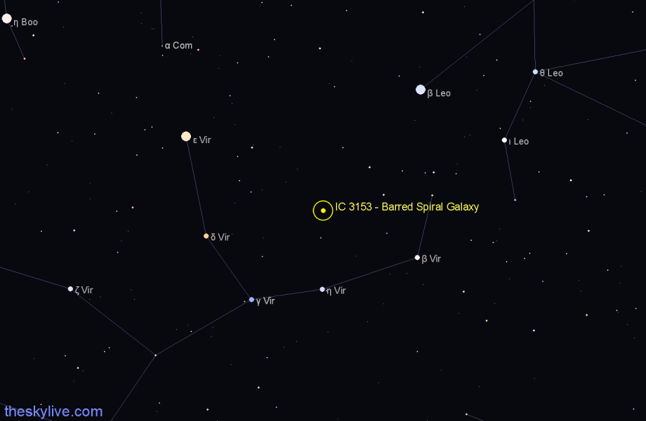 Finder chart IC 3153 - Barred Spiral Galaxy in Virgo star