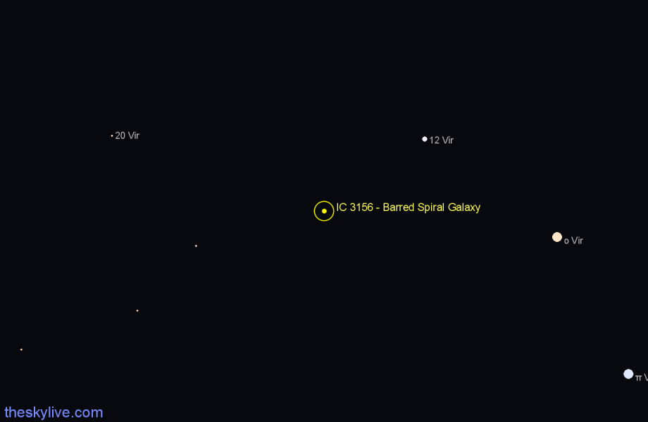 Finder chart IC 3156 - Barred Spiral Galaxy in Virgo star