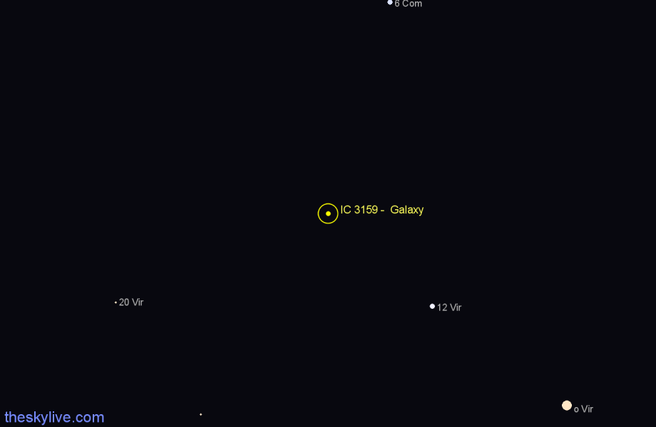 Finder chart IC 3159 - Galaxy in Virgo star