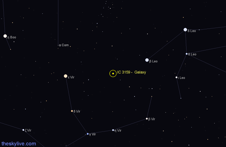 Finder chart IC 3159 -  Galaxy in Virgo star