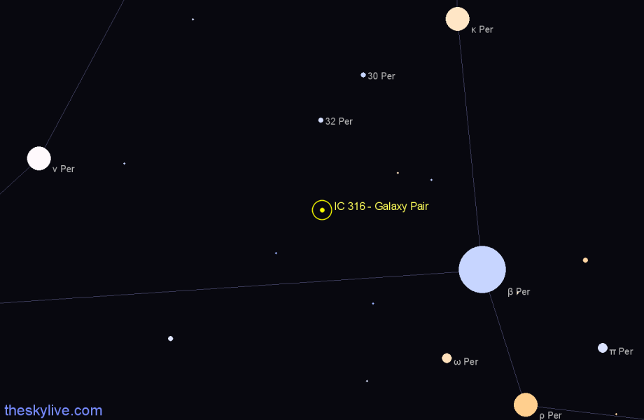 Finder chart IC 316 - Galaxy Pair in Perseus star