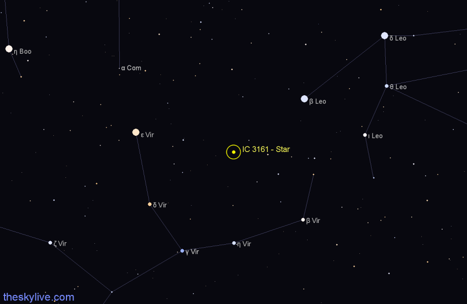 Finder chart IC 3161 - Star in Virgo star