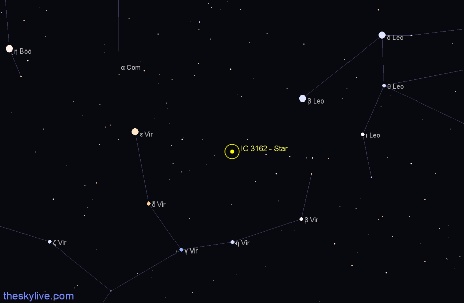Finder chart IC 3162 - Star in Virgo star