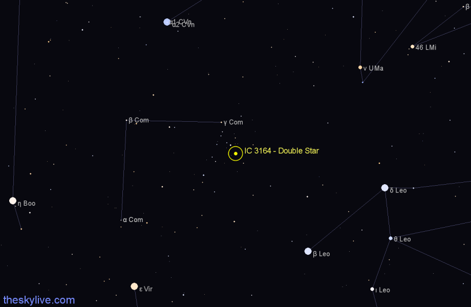 Finder chart IC 3164 - Double Star in Coma Berenices star