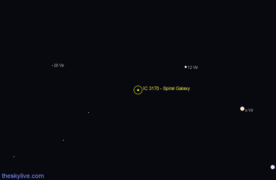 Finder chart IC 3170 - Spiral Galaxy in Virgo star
