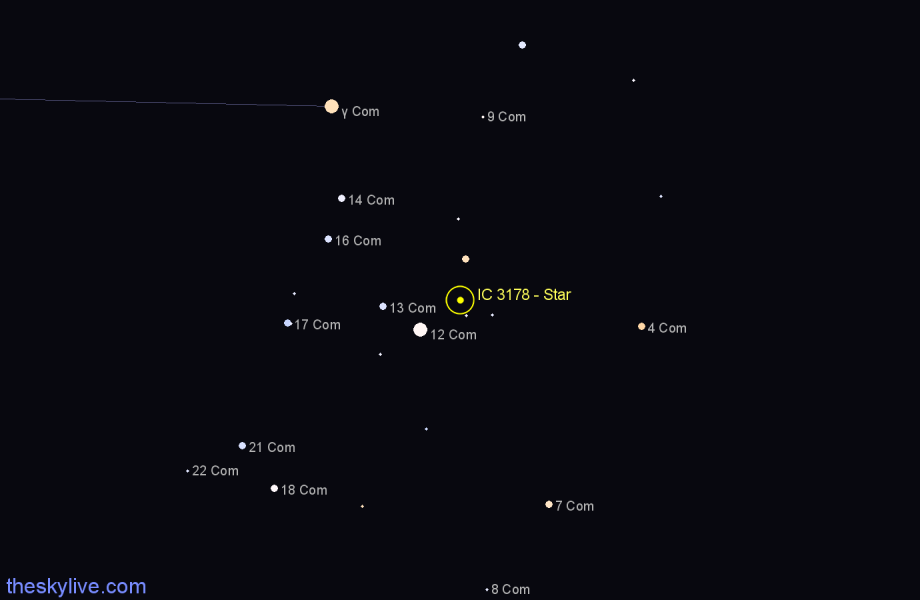 Finder chart IC 3178 - Star in Coma Berenices star