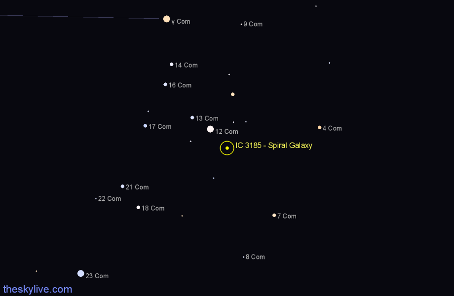 Finder chart IC 3185 - Spiral Galaxy in Coma Berenices star