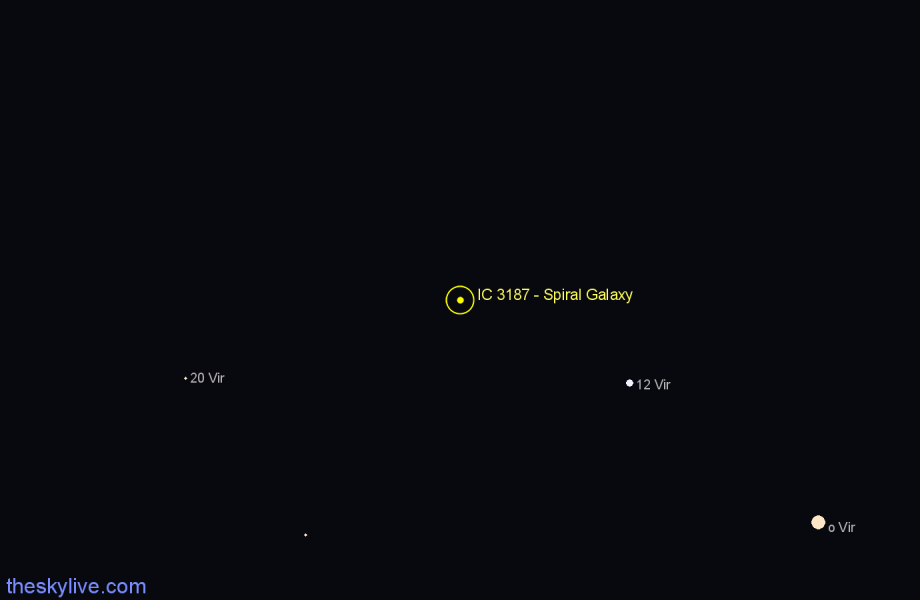 Finder chart IC 3187 - Spiral Galaxy in Virgo star