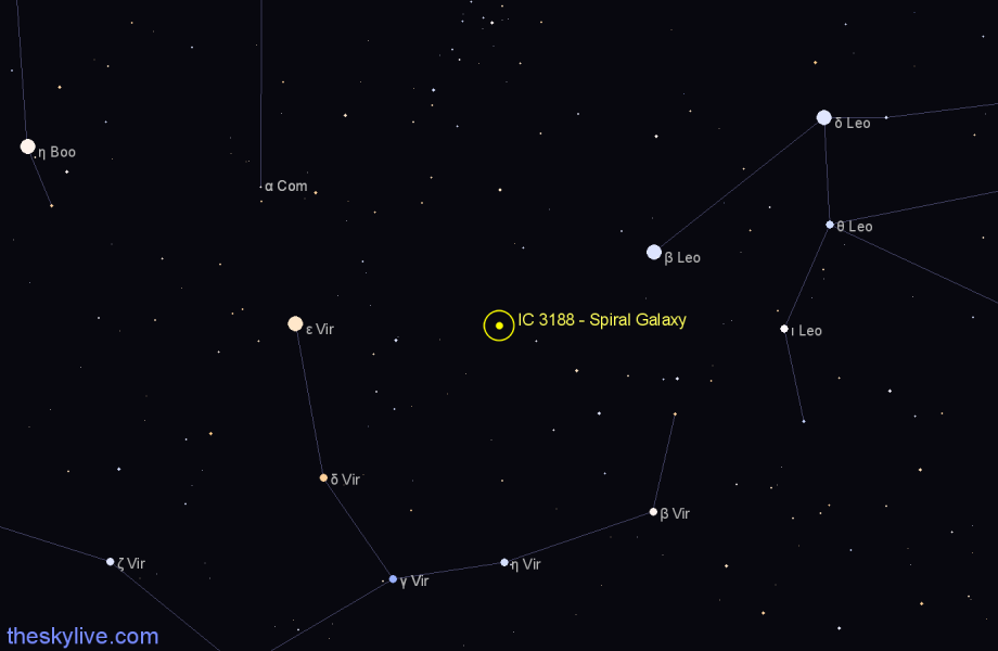 Finder chart IC 3188 - Spiral Galaxy in Virgo star