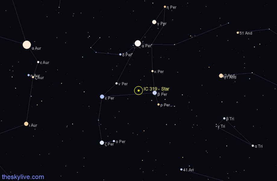 Finder chart IC 319 - Star in Perseus star