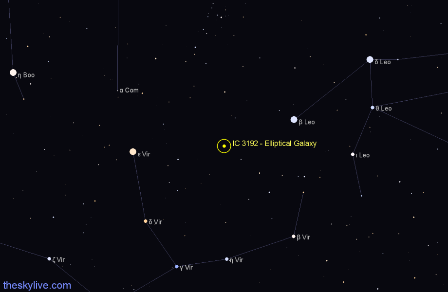 Finder chart IC 3192 - Elliptical Galaxy in Virgo star