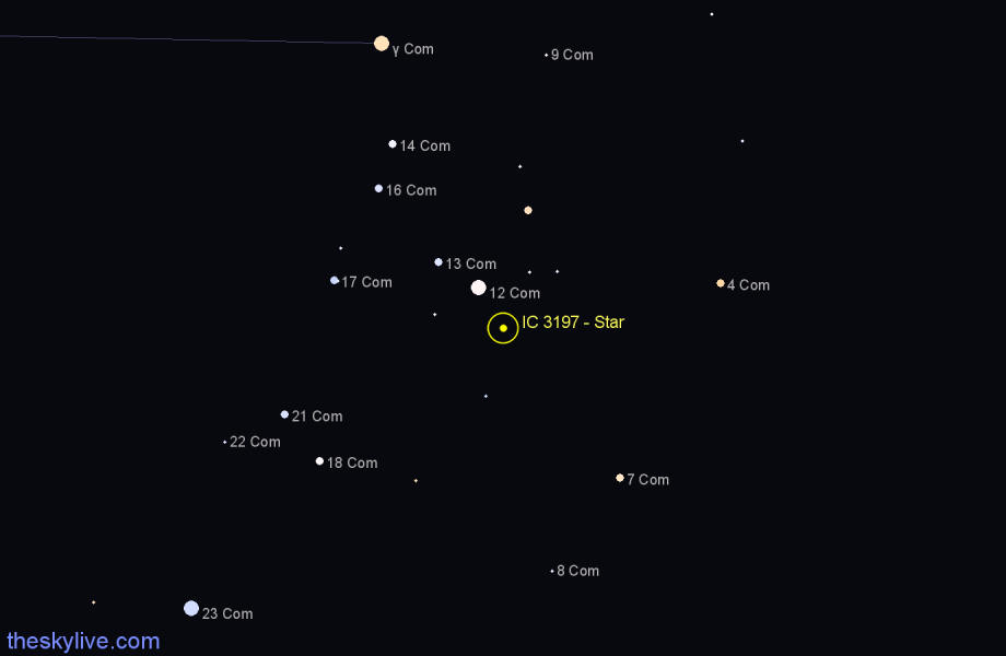Finder chart IC 3197 - Star in Coma Berenices star