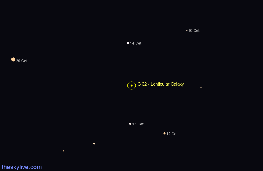 Finder chart IC 32 - Lenticular Galaxy in Cetus star