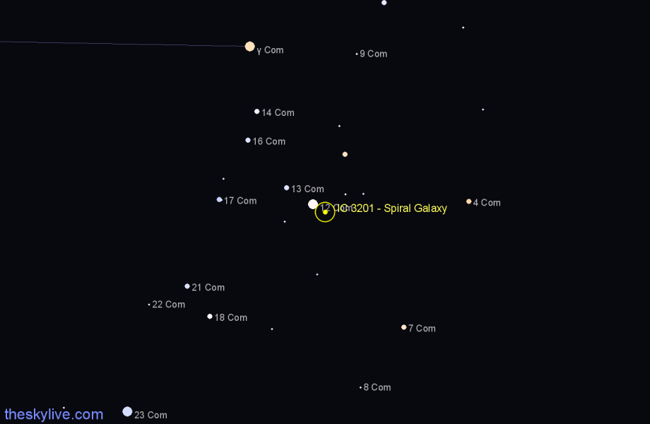 Finder chart IC 3201 - Spiral Galaxy in Coma Berenices star
