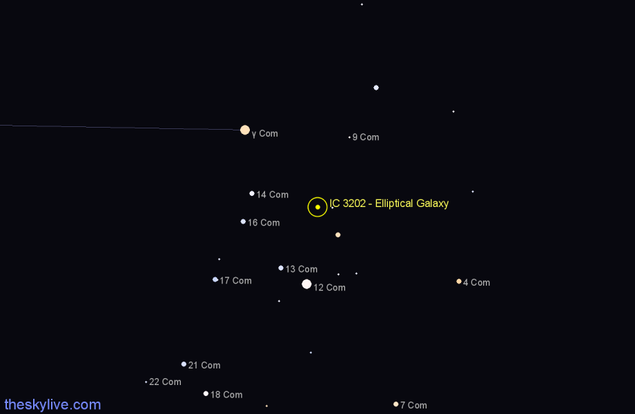 Finder chart IC 3202 - Elliptical Galaxy in Coma Berenices star